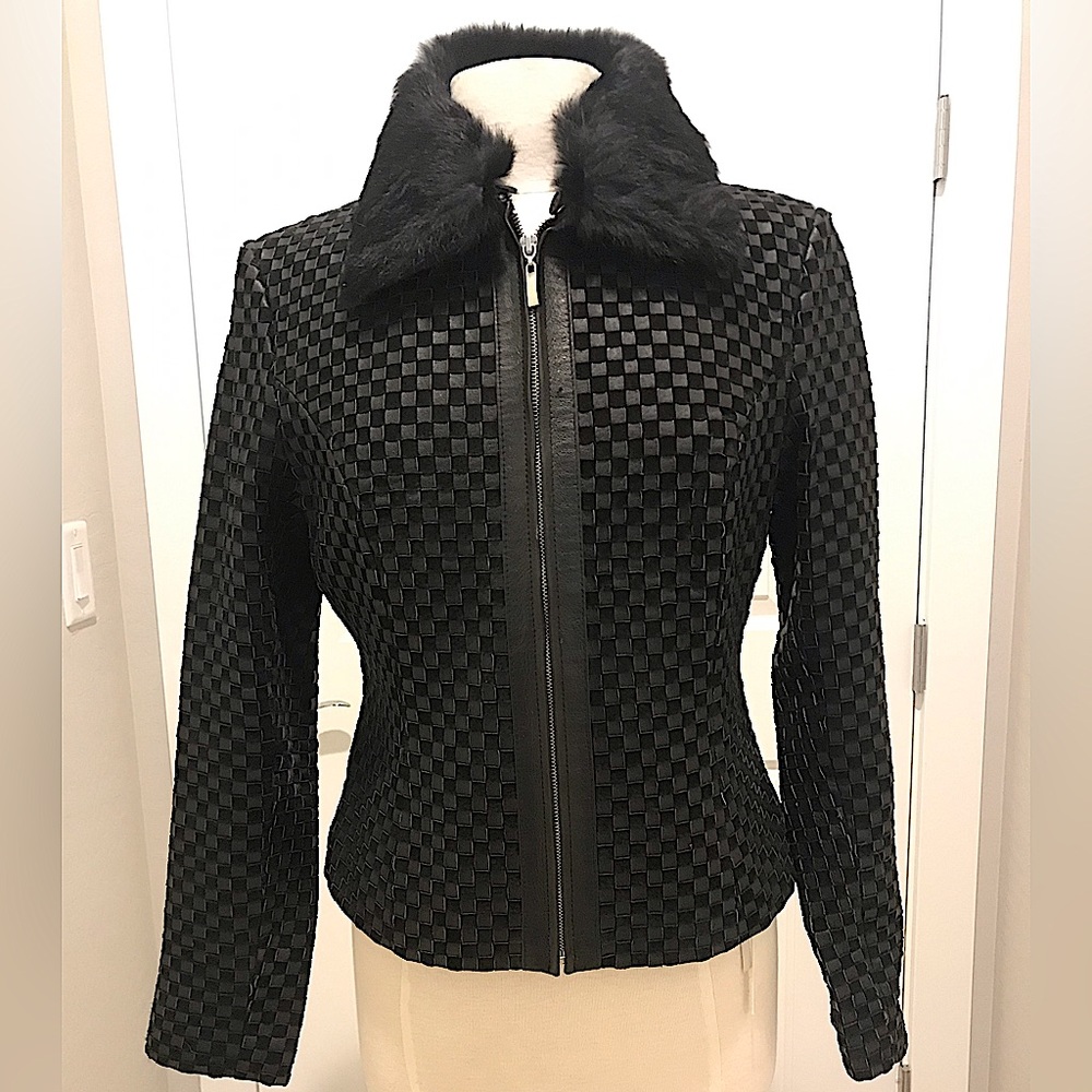 Marvin Richards woven leather jacket.  Medium. Black